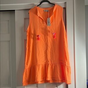 NWT Vineyard Vines Bright Orange Top with Pink Accents XL